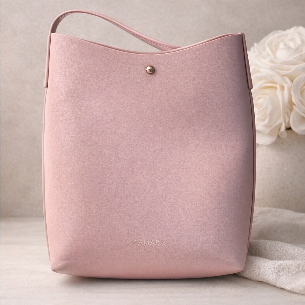 Anthro Samara Blush Pink Minimalist Crossbody Vegan Leather